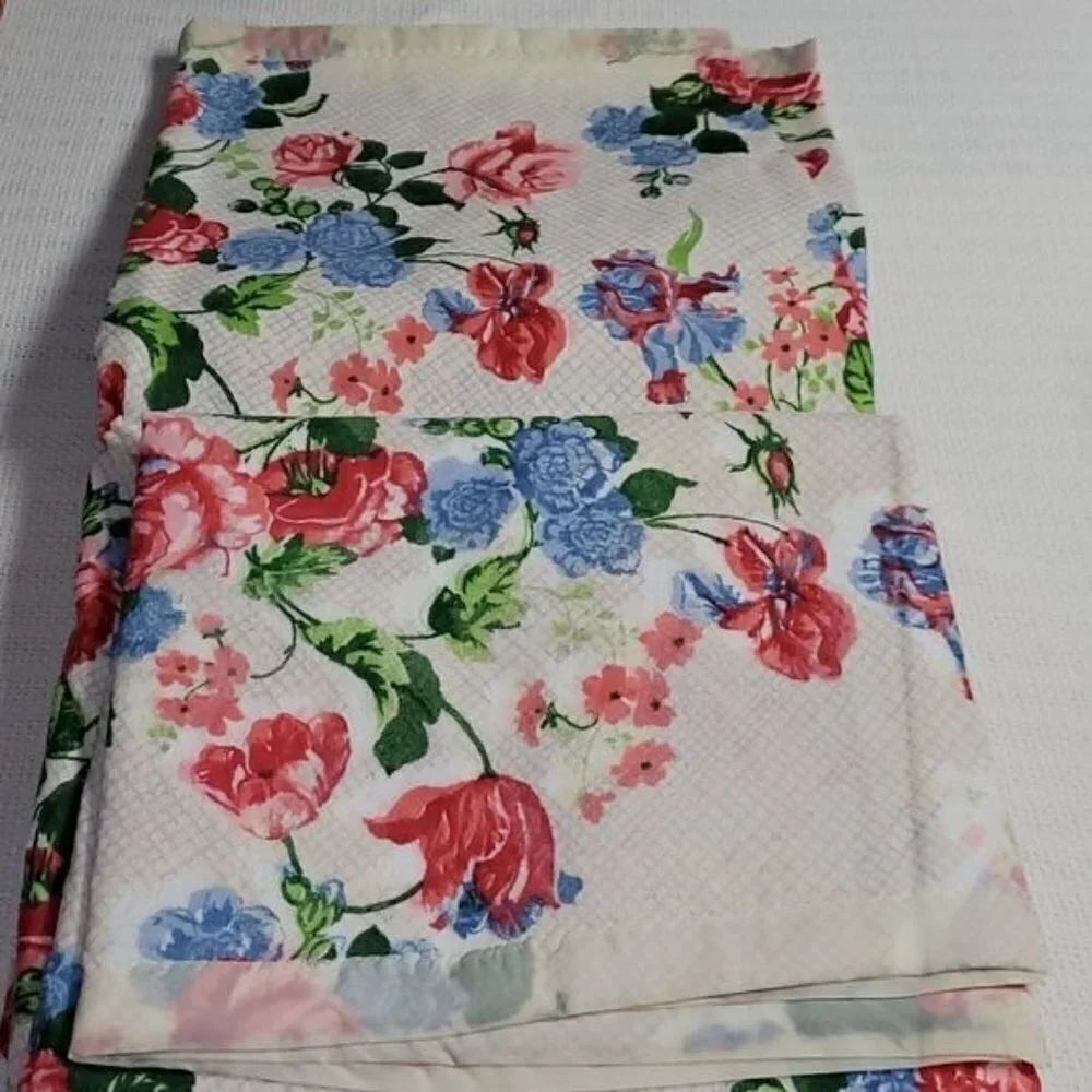 Vintage Colorful Floral Twin with Satin‎ Trim Blanket